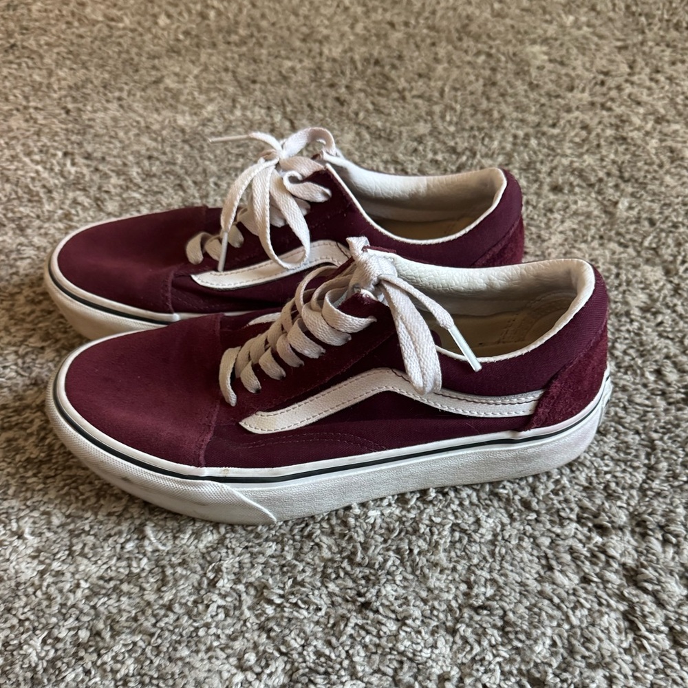 Vans Old Skool Sneakers in Maroon and White